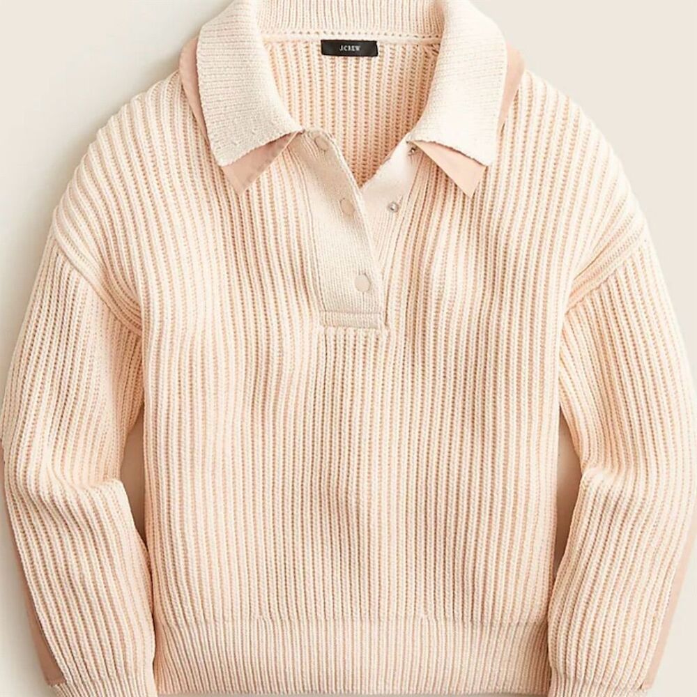 [j. crew] collared ribbed patch sleeve sweater